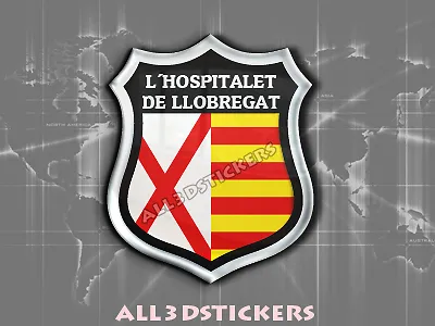 Pegatina Emblema 3D Relieve Bandera Hospitalet de Llobregat - Todas las Banderas