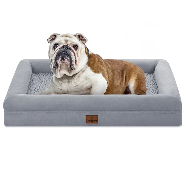 XX-Large Gray Dog Bed Orthopedic Memory Foam Pet Sofa w/ Removable Cover&Bolster