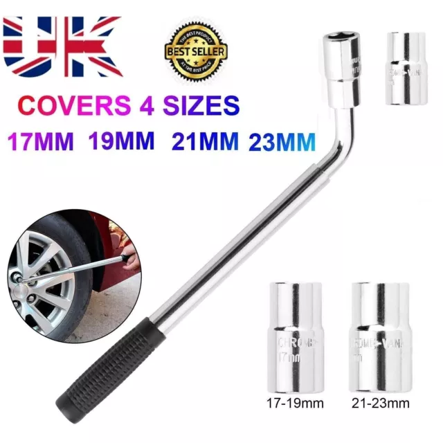 Extendable Wheel Brace Wrench 17 19 21 & 23mm Telescopic Car Van Socket Tyre Nut