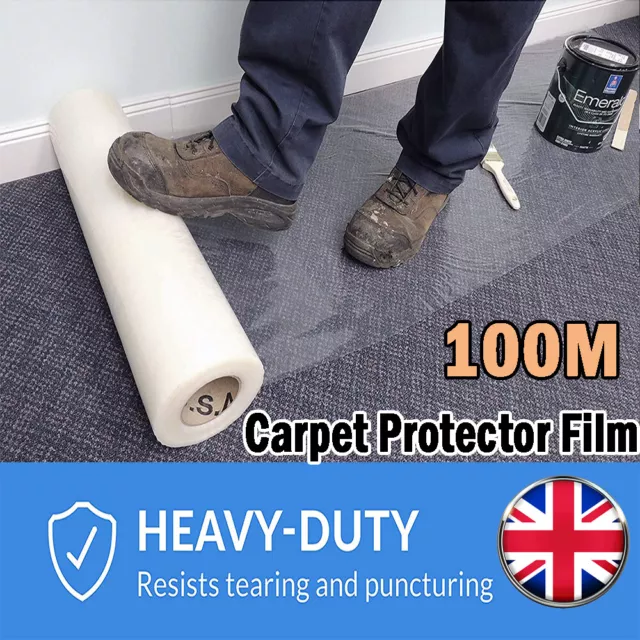 Carpet Protection Protector Floor Stairs Film Self Adhesive Roll 600MM X 100M UK