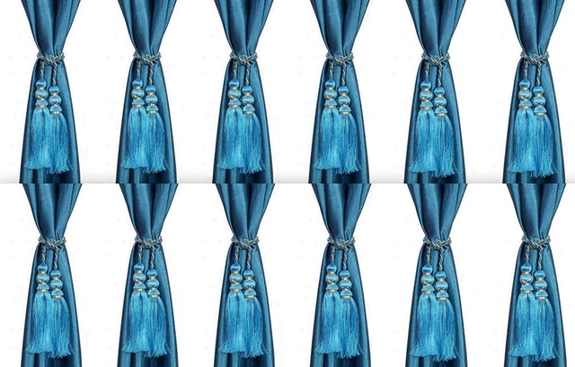 Beautiful Polyester Curtain Tassels Tiebacks Blue for home decor set of 12 Pcs