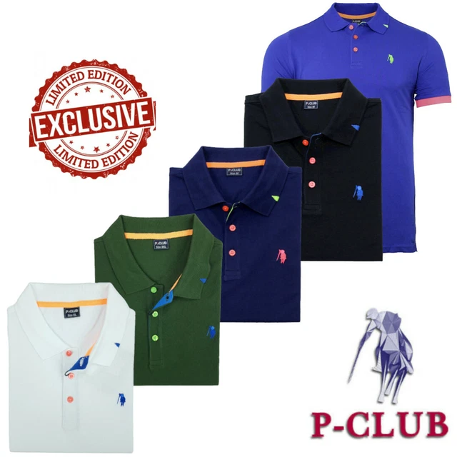Polo Uomo Mezza Manica Corta Sportiva P Club Bianca Blu Nera M L XL XXL 3XL