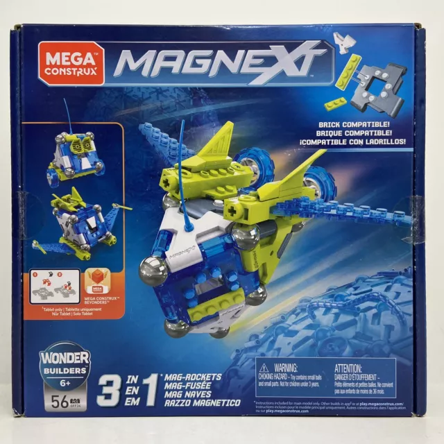 Mega Construx Magnext 3-in-1 Mag-Rockets Building Bloks Toy 6+ 56pcs RARE HTF