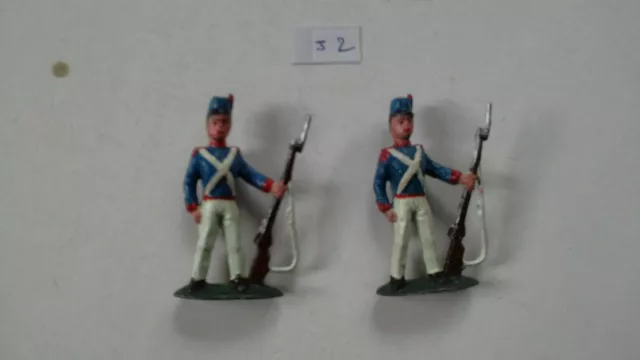 2 fantassins infanterie ligne 1er empire soldats plomb anciens Napoléon fusil