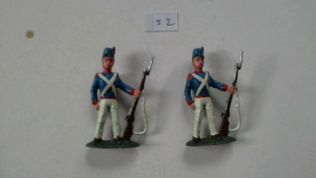 2 fantassins infanterie ligne 1er empire soldats plomb anciens Napoléon fusil