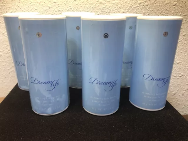 Lote de 6 polvo corporal brillante de talco Avon Dreamlife 1,4 oz nuevo Dream Life