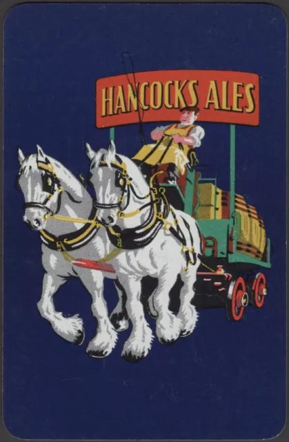 Playing Cards Single Card Old HANCOCKS Brewery ALES BEER Advertising HORSES Cart 2