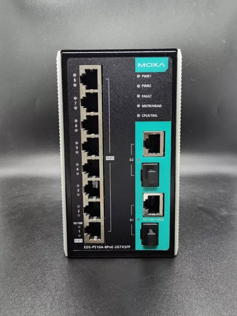 Moxa Eds-P510a-8Poe-2Gtxsfp-T 8 Ports Industrial Network Switch WORKS FREE SHIP