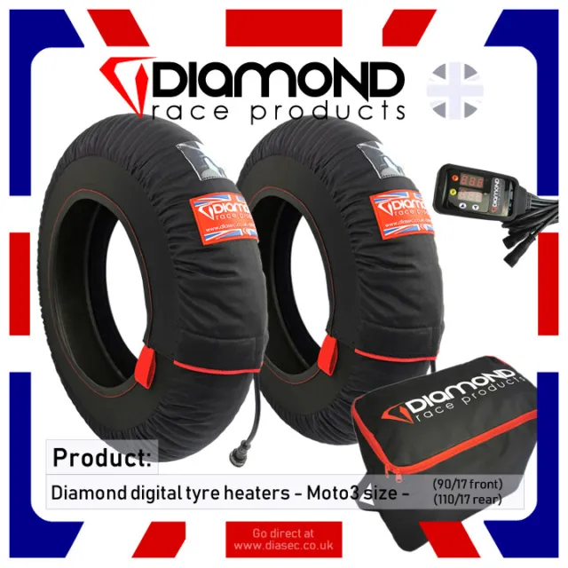 Diamond Race Products - Digital Neumático Calentadores De / Para Moto3, 90/17 ,