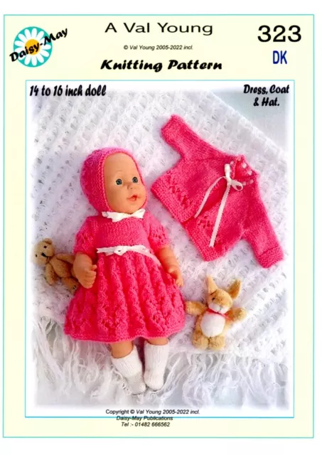 DOLLS KNITTING PATTERN 323 for a 14"/16" doll By Val Young