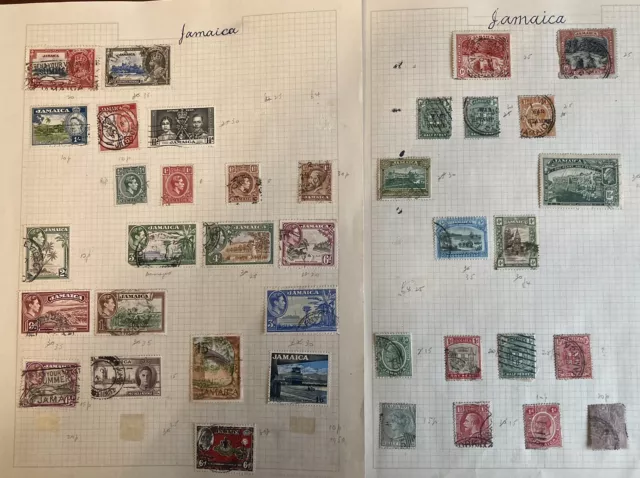 british commonwealth Jamaica 38 Used stamps collection On Two Pages (lot 521)