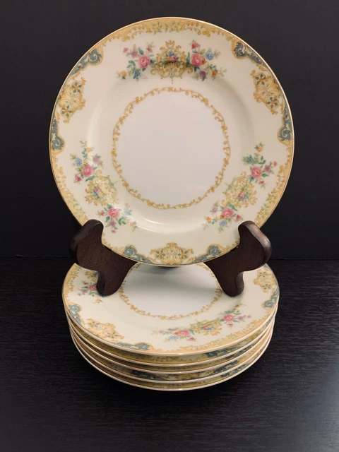 Antique Noritake Floramay 6 3/8" Florals Cream Bread & Butter Plate. Set of 6.