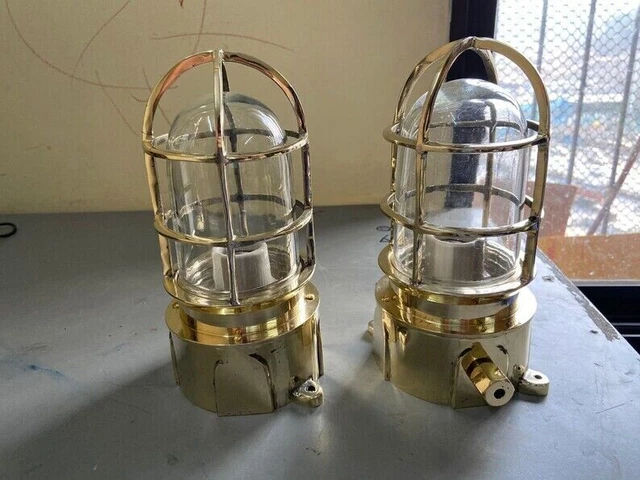 Nueva luz de paso de mamparo de montaje de barco náutico de latón macizo...