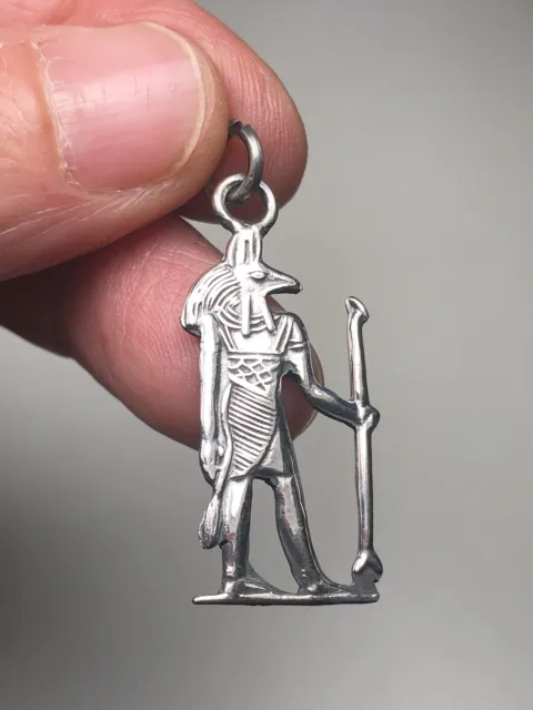 Hand Made EGYPTIAN STERLING SILVER God ANUBIS Charm/Pendant