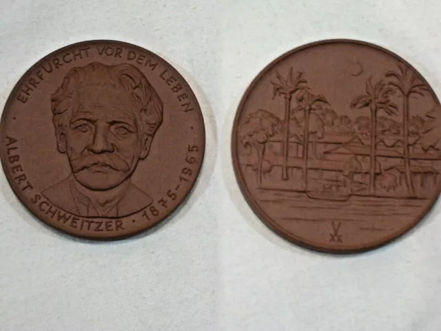 Meissen Medaille Thaler Albert Schweitzer 1965 ? Porzellan-Manufaktur Meissen +