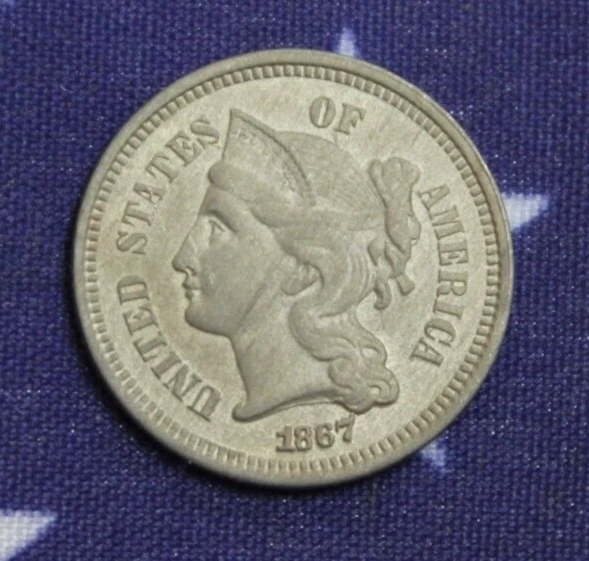 1867 Three Cent Nickel - Three Cent Piece - Uncirculated (Y627)