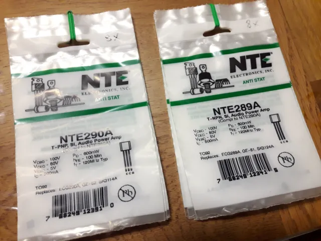 17 transistors bipolaire complémentaires NTE290A et NTE289A - BJT new