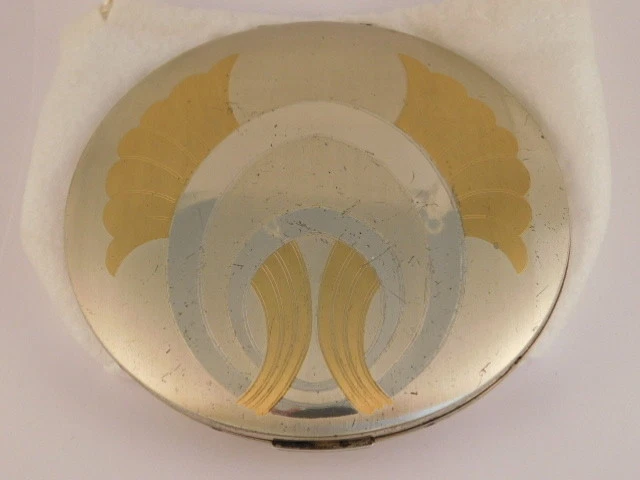 Art Deco Elgin American Sterling Silver Mirrored Compact Vintage 6 Troy Ounces