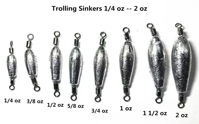 INLINE TROLLING TORPEDO Fishing Sinkers - 10 per pack (1/2oz - 8oz) Pick  Weight $33.75 - PicClick