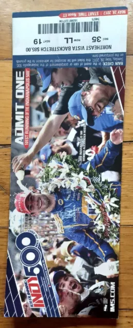 2017 Indianapolis Indy 500 Ticket Stub Alexander Rossi Takuma Sato Small Crease