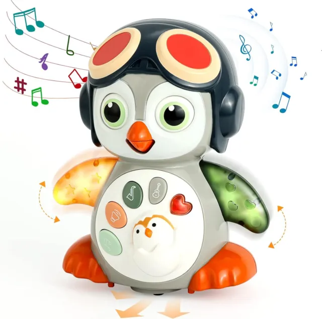 Krabbelnde Pinguin ab 6+ Monate Baby Spielzeug Musik LED Leuchten Lernspielzeug