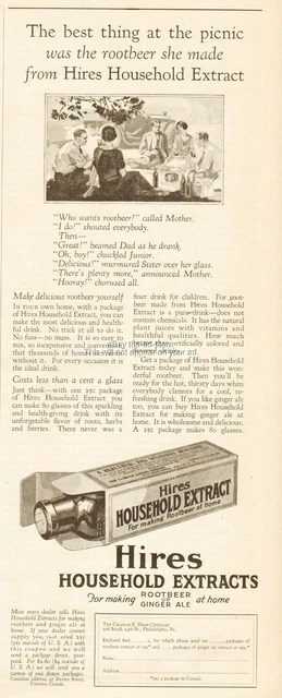1925 Hires Root Beer Household Extract Ginger Ale Philadelphia PA Picnic Ad