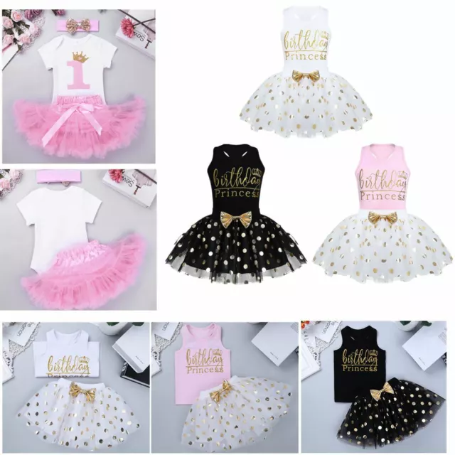 BABY GIRL 1ST Birthday Dress Outfits Cake Smash Mermaid Princess Party  Clothes $11.35 - PicClick