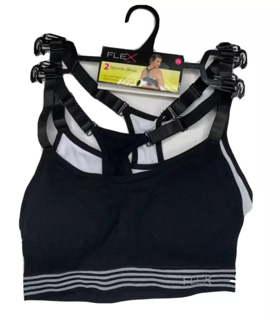Flex Own It 2 pack racerback sports bra set plus size 1X solid gray black