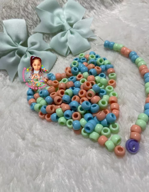 Children Hair Beads Braids Accessories Acrylic Beads Pony Beads Hair Bows Pastel