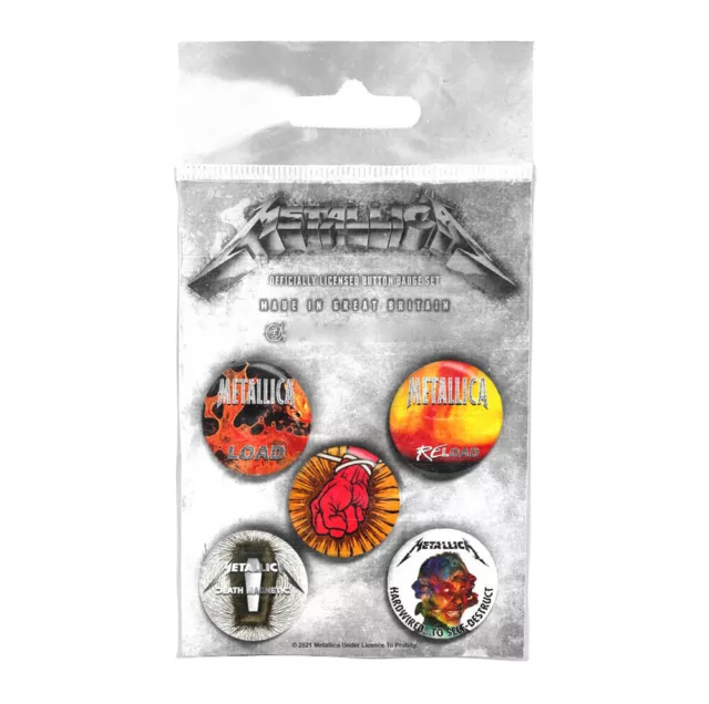 Metallica Albums 1996-2016 5 Button Badge Set Official Metal Rock Band Merch