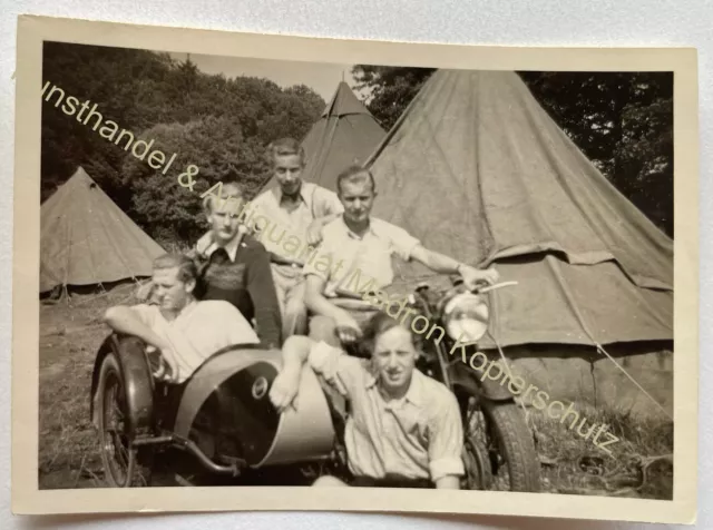 orig. Foto Motorrad Oldtimer alte Fotografie Beiwagen um 1950