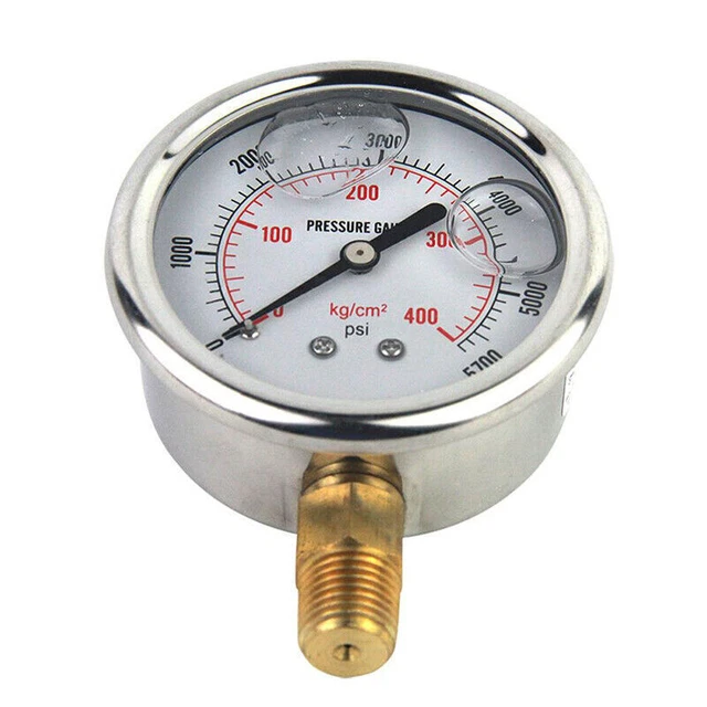 High Quality Hydraulic Liquid Filled Pressure Gauge 0-5000 PSI 1/4 NPT Male