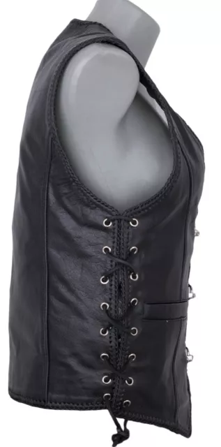 Gilet en cuir pour femmes veste en cuir veste gilet de motard gilet de rock gilet club slim 3