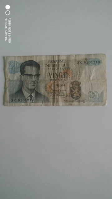 Billet Ancien Belge 20 Francs