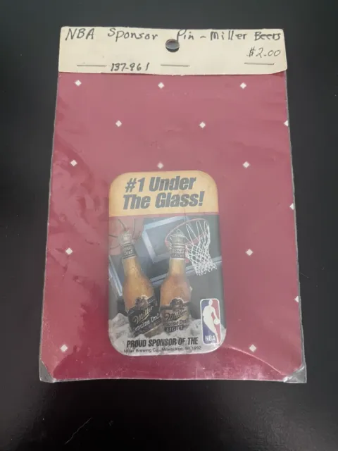 Miller Genuine Draft Beer NBA  Sponsorship Pin #1 Under The Glass 1992 Vintage