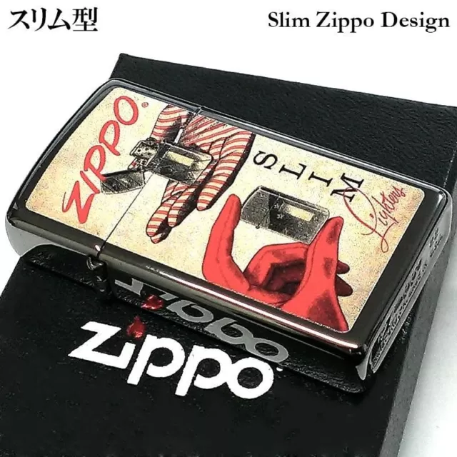 Zippo Oil lighter Slim Type Retro Design Black Ice Japan New