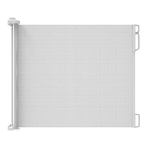 Indoor/Outdoor Retractable Baby Gate 33" Tall, Extends to 71" Wide, White