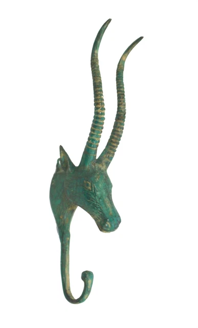 Bronze Antelope Impala wall hook peg coat rack hanger farmhouse decor Bali Art