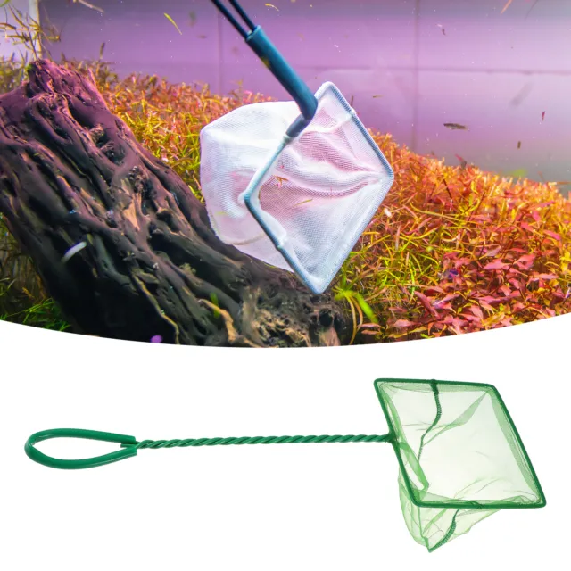 2Pcs Aquarium Fish Net Fish Tank Accessories Small Fish Fine Net Green 6'' 3