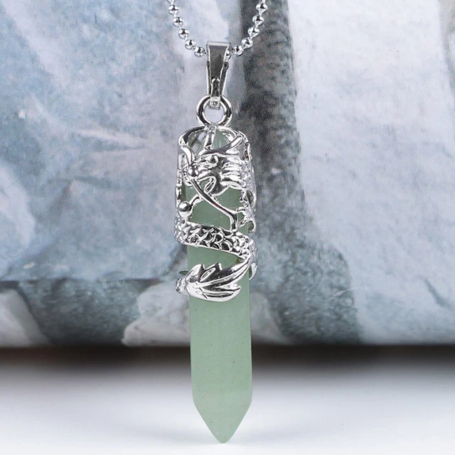 Hexagonal Natural Quartz Crystal Chakra Healing Point Pendant Necklace Jewely