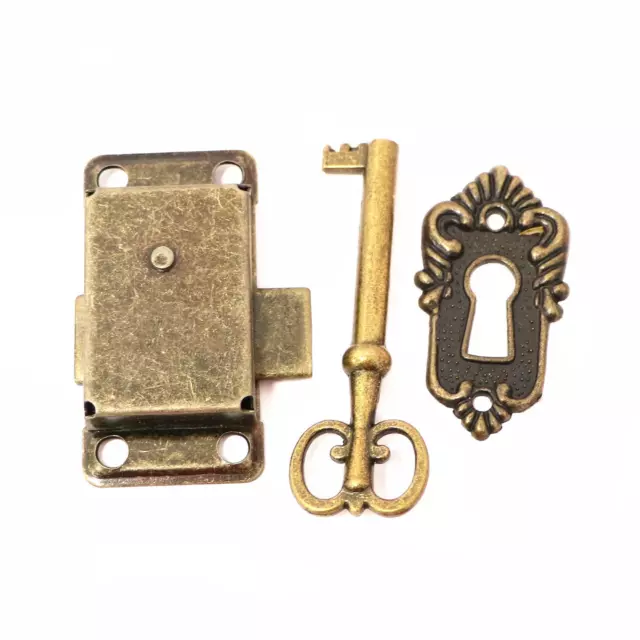Vintage Antique Delicate Drawer Cabinet Wardrobe Cupboard Door Iron Lock+Key Kit 3