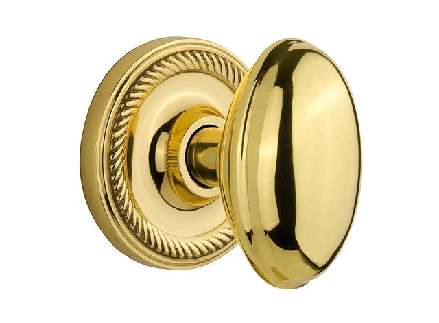 Nostalgic Warehouse Rope Rosette Homestead Door Knob Privacy 2.375" Brass Handle