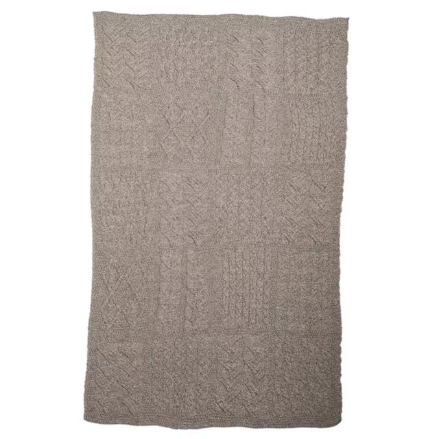 Patchwork Knit Merino Wool Blanket/Throw by Aran Mills - Beige