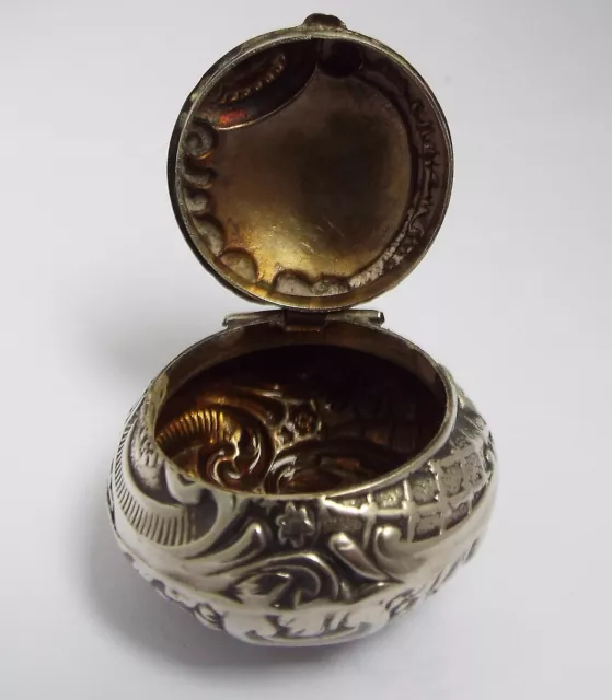 Bella Scatola Pillole Little Decorativa Inglese Antica Vittoriana Argento Sterling 1900