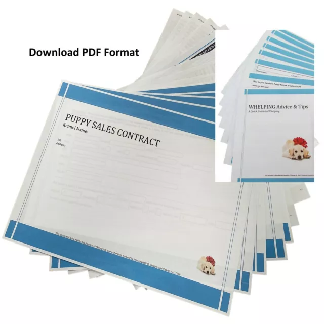 Dog breeding documents, whelping box kit puppy forms pack- Online (Home Print)