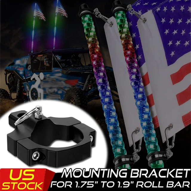 Mount Brackets For UTV ATV RZR LED Whip Light Bar Fit 1.75" to 2" Rollbar Cage