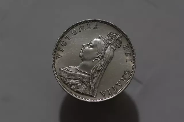 Uk Gb Double Florin 1887 Bull 2697 Arabic Silver High Grade B51 #K8249