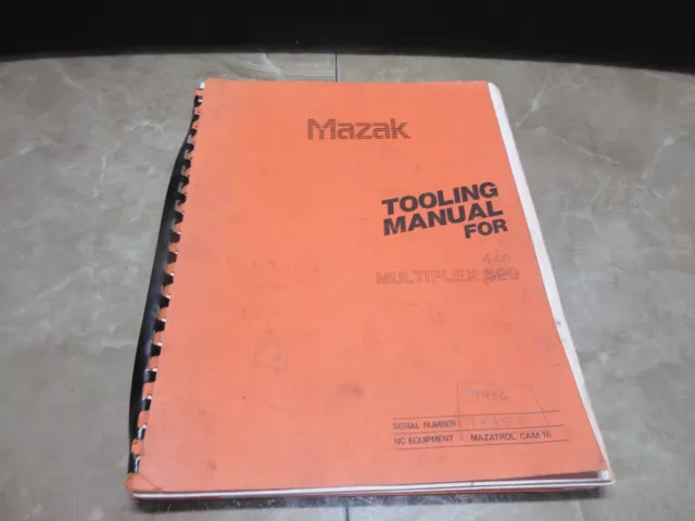 Mazak Tooling Manual Multiplex 420 Mazatrol Cam T6 Cnc  Lathe