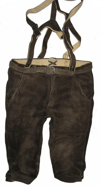 Herren- Trachten- Kniebund-LEDERHOSE aus HIRSCHLEDER oliv- grau ca. Gr. 50