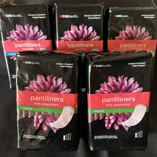 Lote de 5 Pantiliners Regulares CVS Health Finos Sin Perfume 20 quilates (Total 100 revestimientos)
